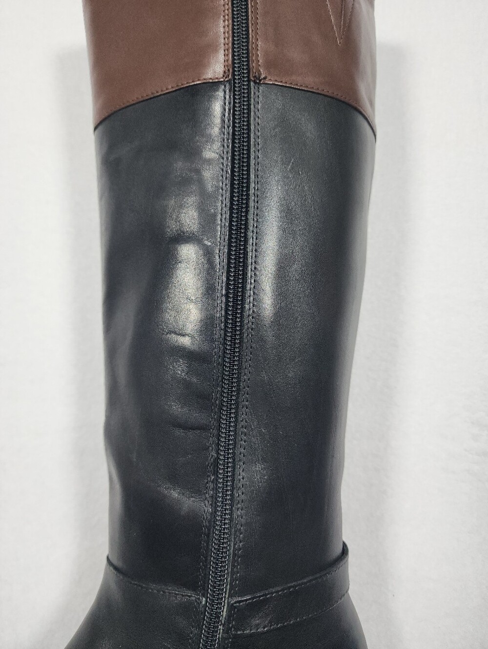 Lauren Ralph Lauren Black and Brown Leather Knee-High Riding Boots - Picture 15 of 16